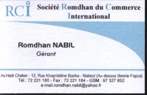  ROMDHAN DU COMMERCE INTERNATIONAL