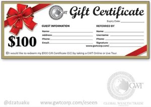  Chèque cadeau 100$